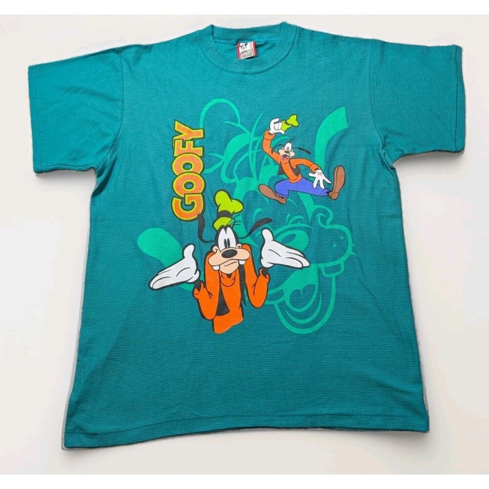 Vintage 90s Goofy Disney T-Shirt XL Green Single Stitch USA Made Seersucker Tee